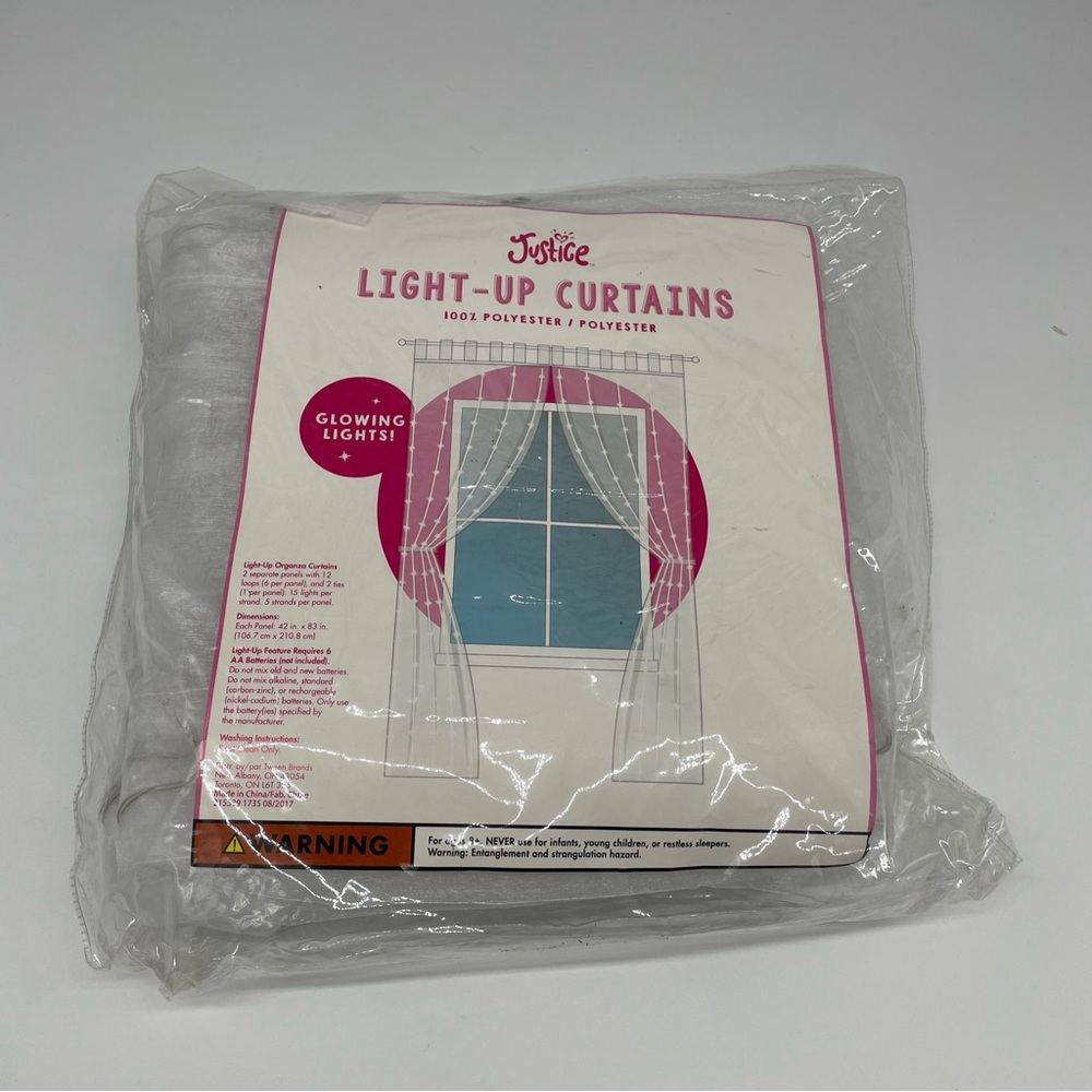 NEW JUSTICE LIGHT-UP CURTAINS 2 PANELS 42” X 83”